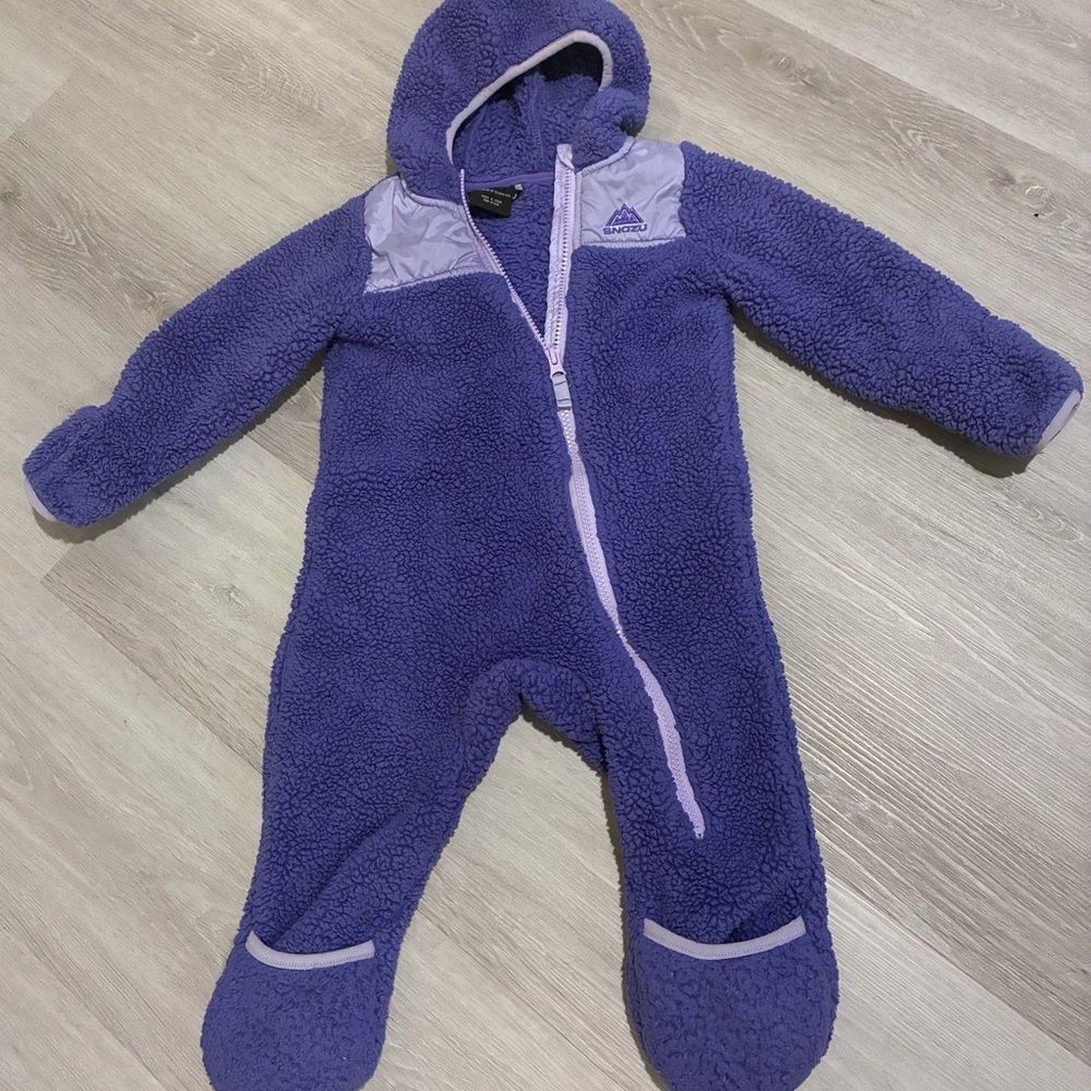Snozu Purple Fleece Hooded 18 Month One-Piece
